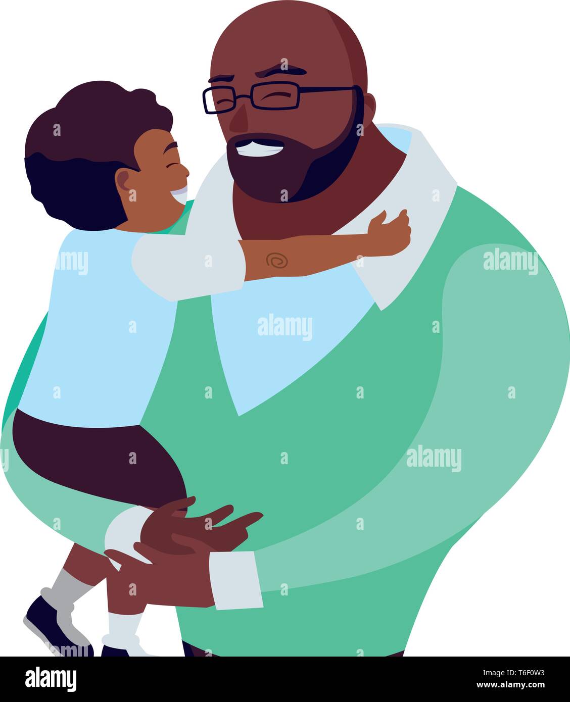 afro father with son characters vector illustration design Stock Vector ...