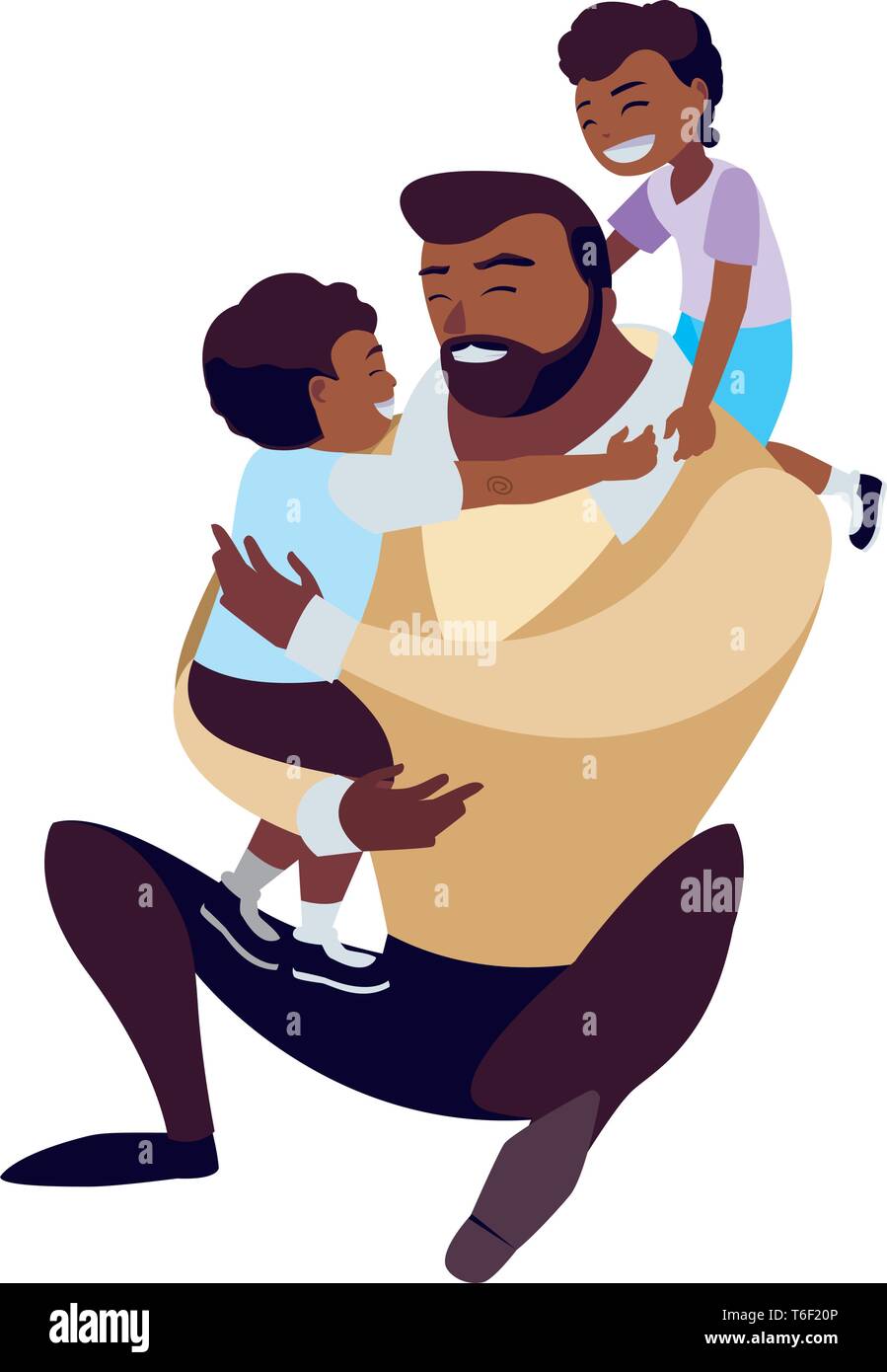 afro father with sons characters vector illustration design Stock ...