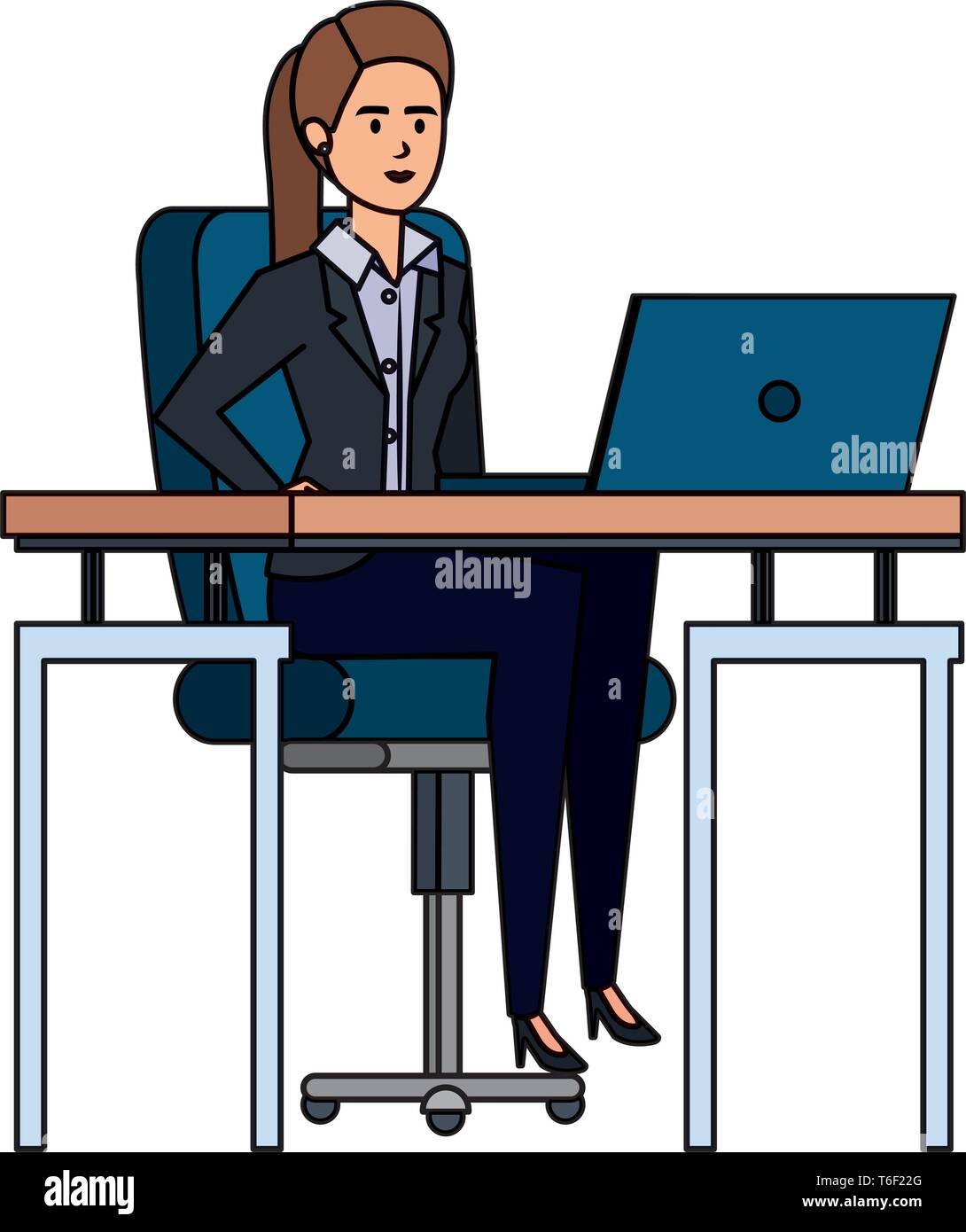 elegant businesswoman in the workplace Stock Vector Image & Art - Alamy