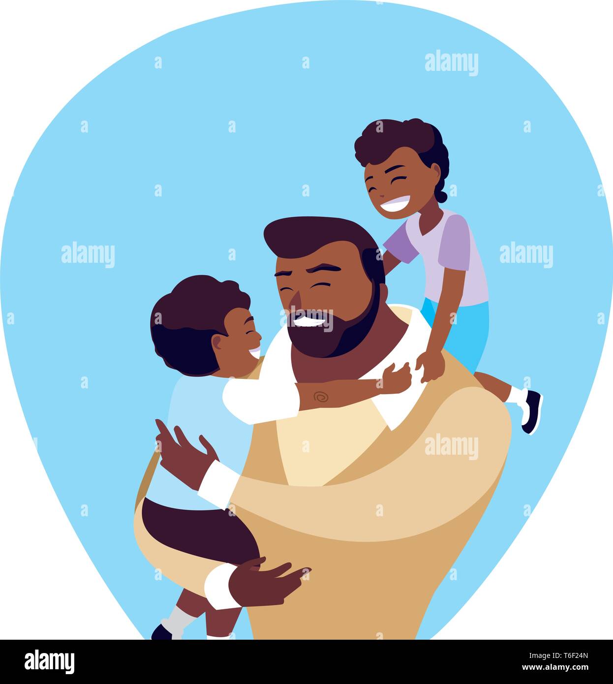 afro father with sons characters vector illustration design Stock ...