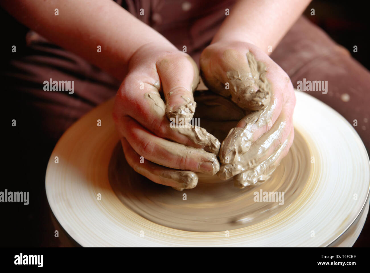 Hands forming clay pot Stock Photo Alamy