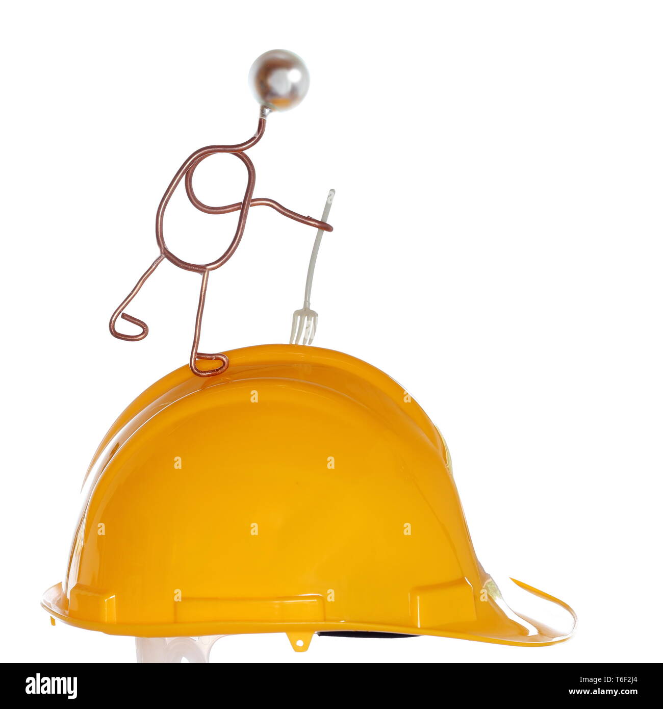 hardhat with worker Stock Photo