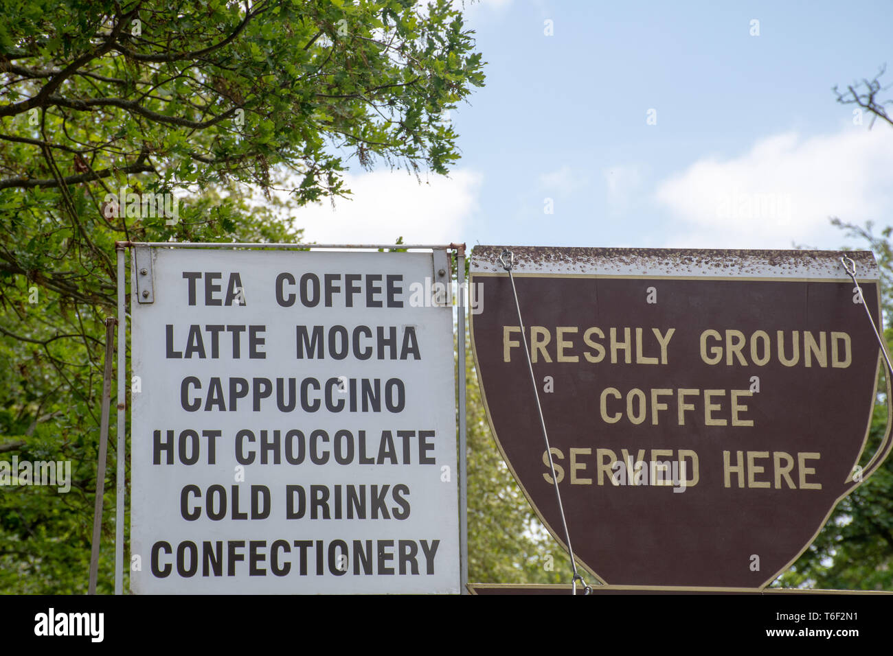 Signs for coffee stall Stock Photo