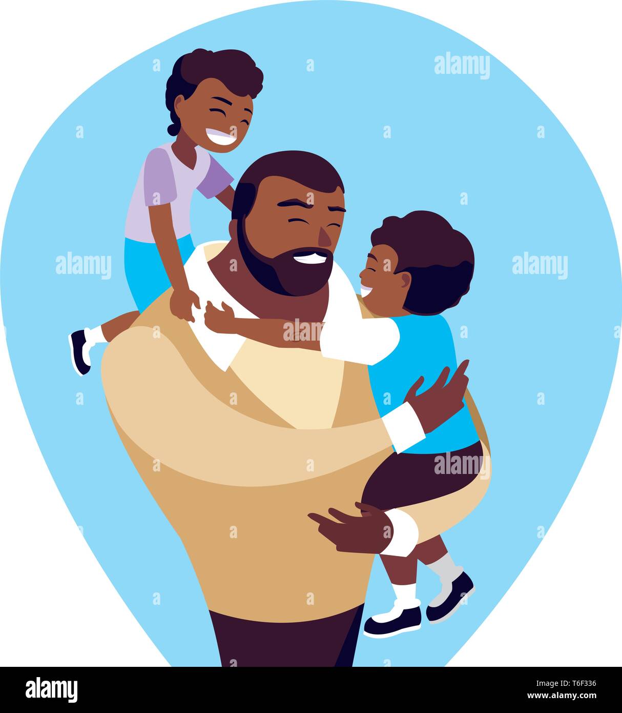 afro father with sons characters vector illustration design Stock ...