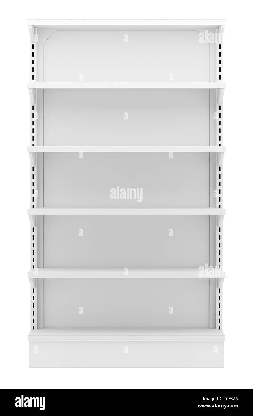 empty supermarket shelves isolated on white background Stock Photo