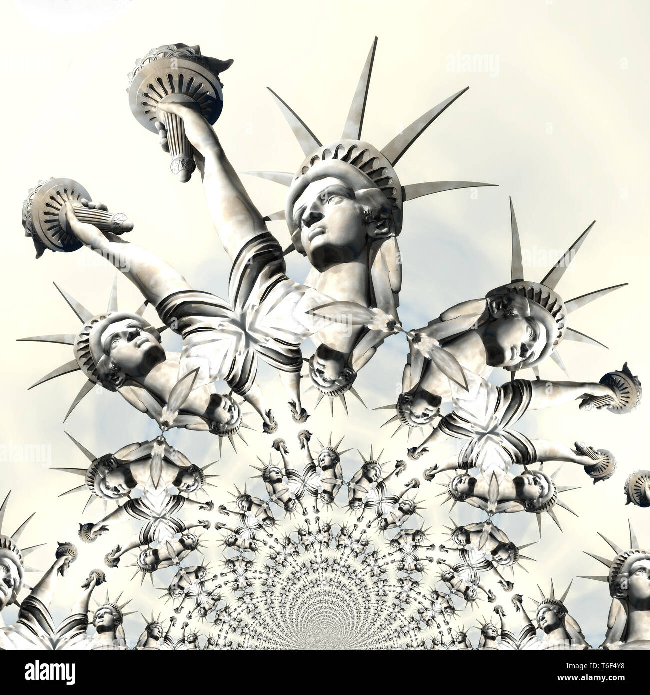 3D Rendering, 3D Illustration of the Statue of Liberty Stock Photo