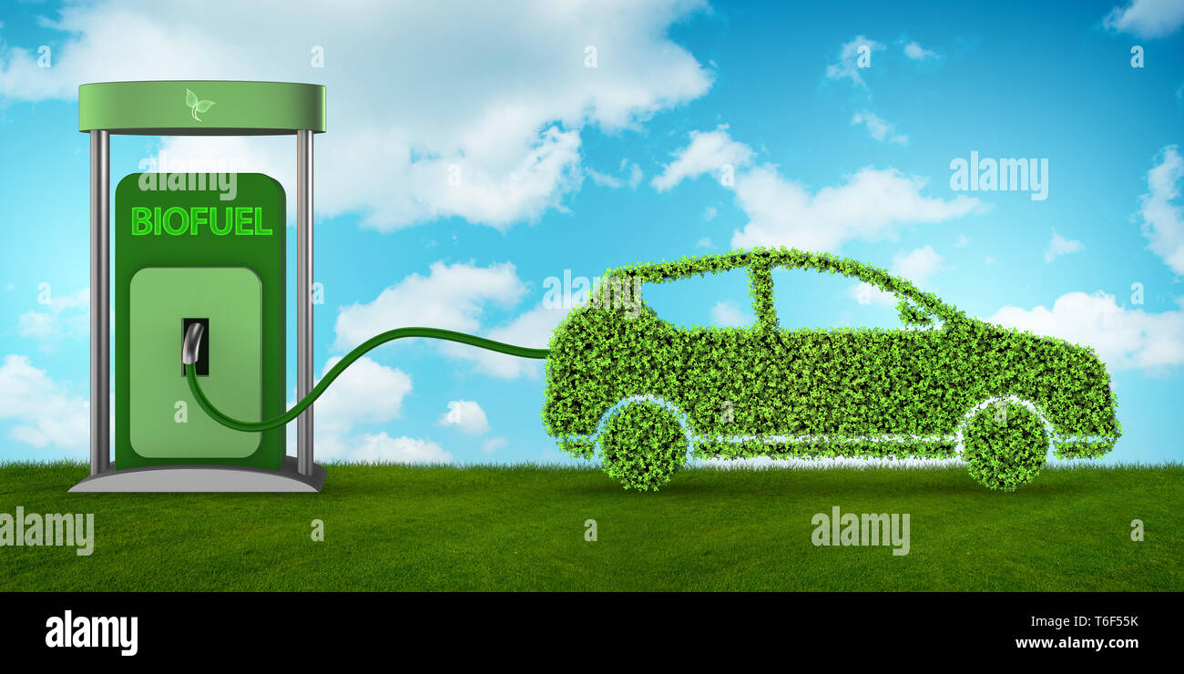 Car powered by biofuel - 3d rendering Stock Photo - Alamy