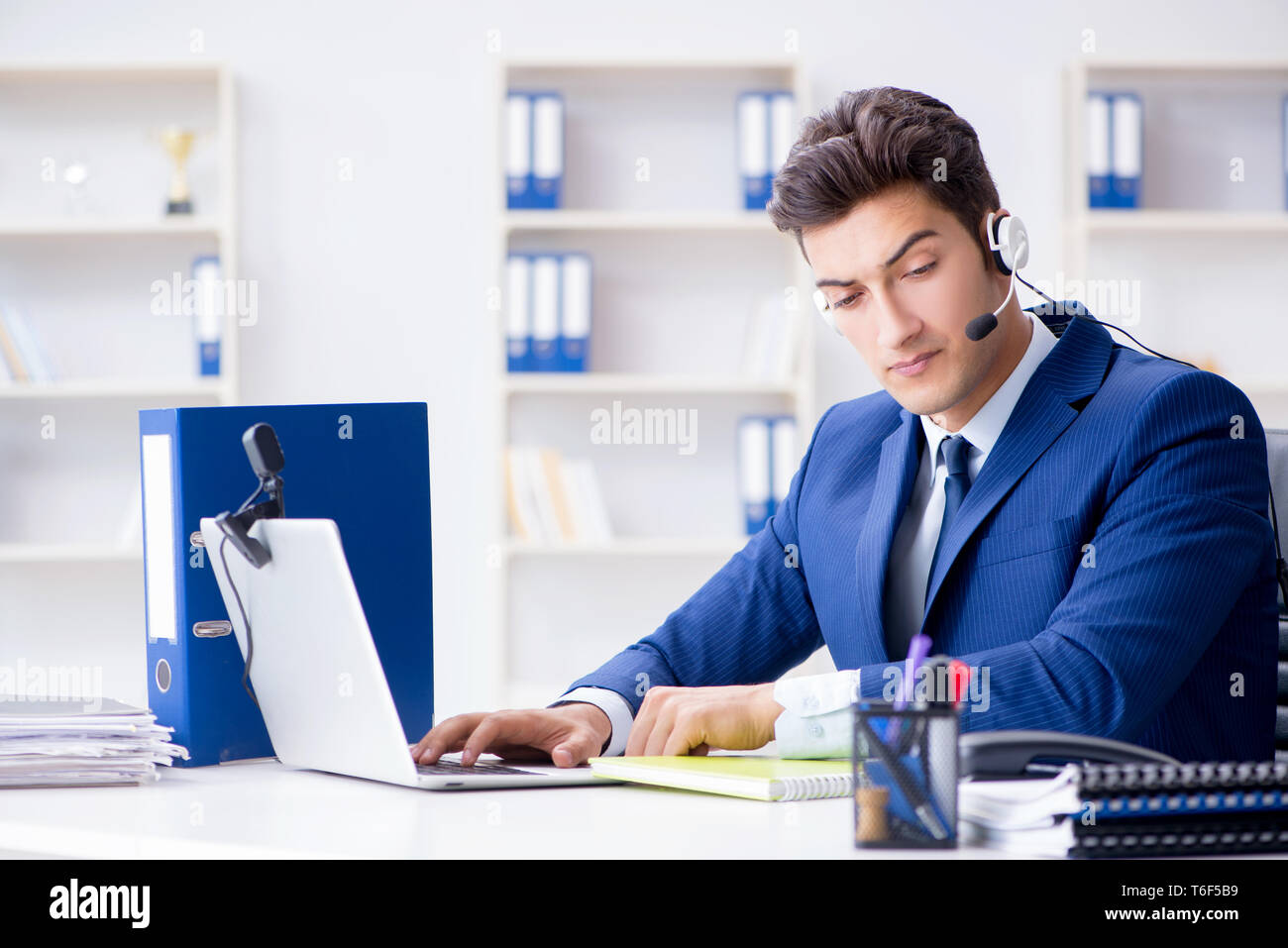 Young Help Desk Operator Working In Office Stock Photo 244966605