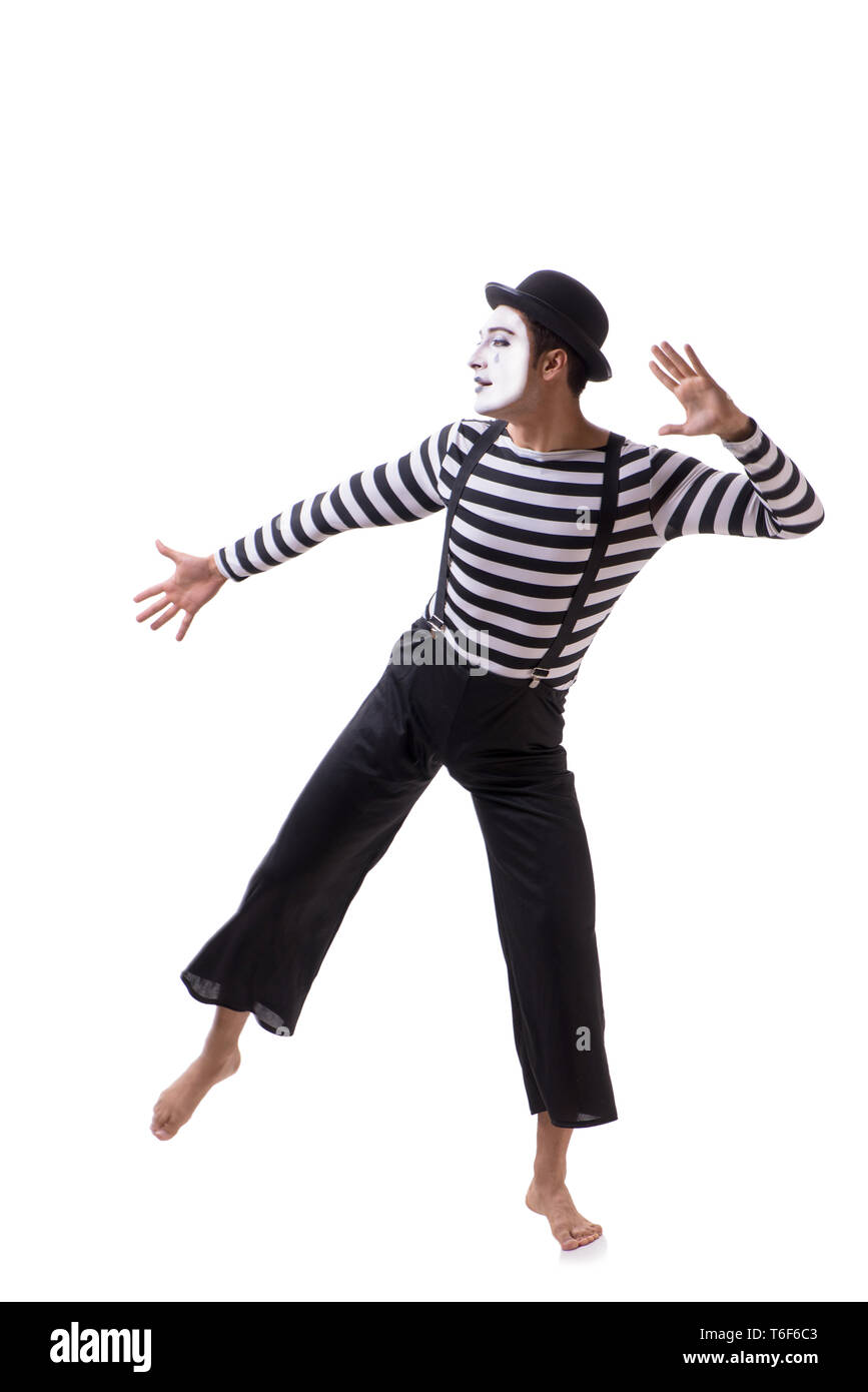 Young mime isolated on white background Stock Photo