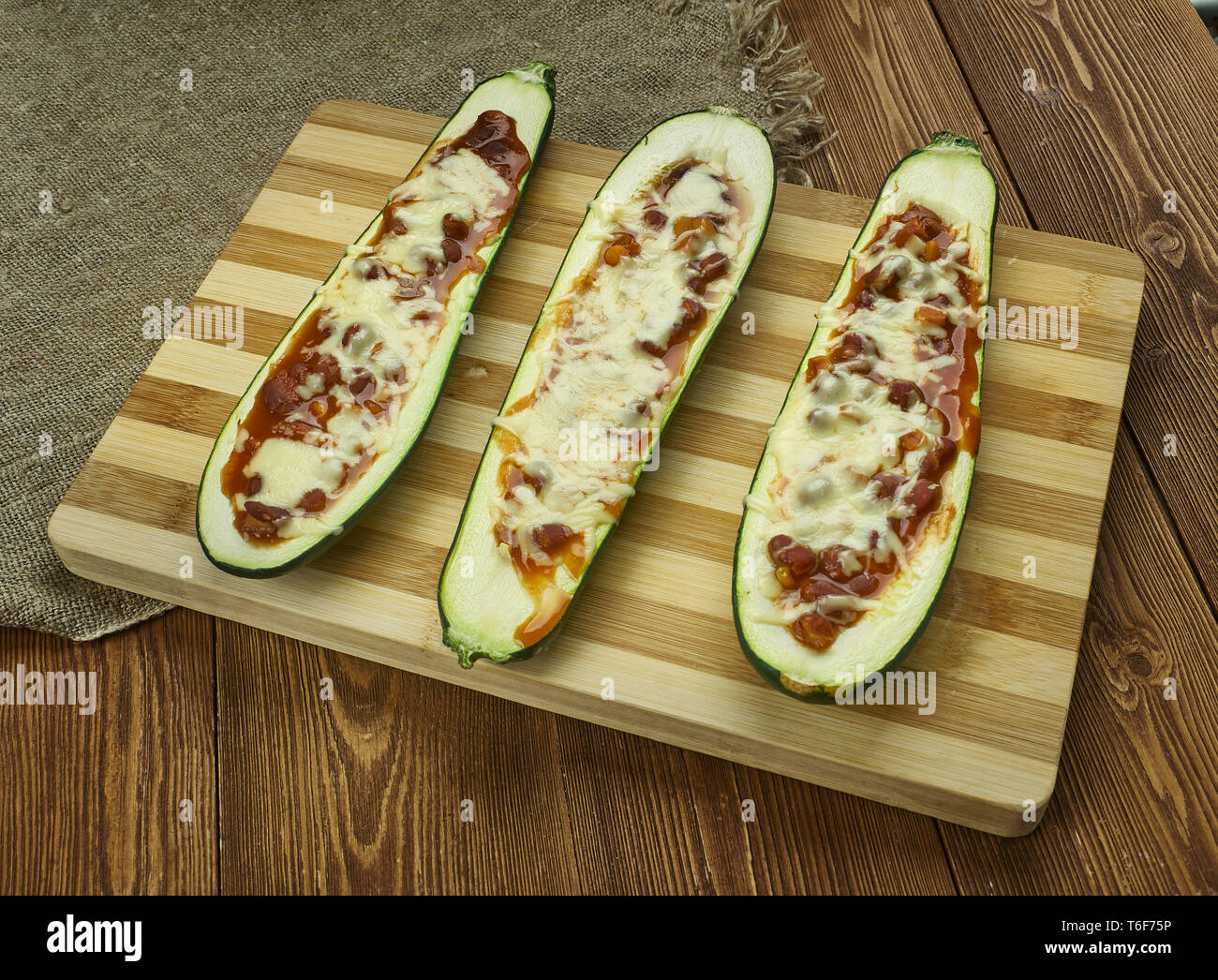 Mexican Zucchini Burrito Boats Stock Photo Alamy