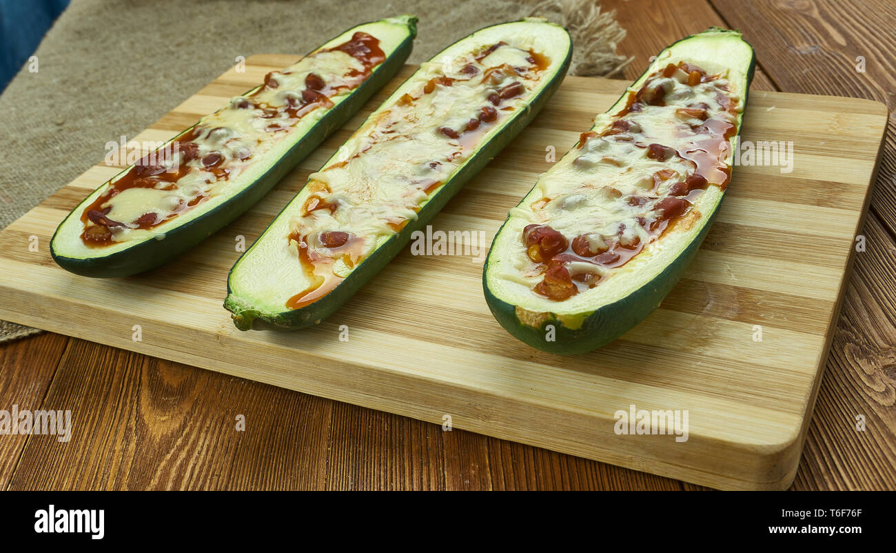 Mexican Zucchini Burrito Boats Stock Photo Alamy