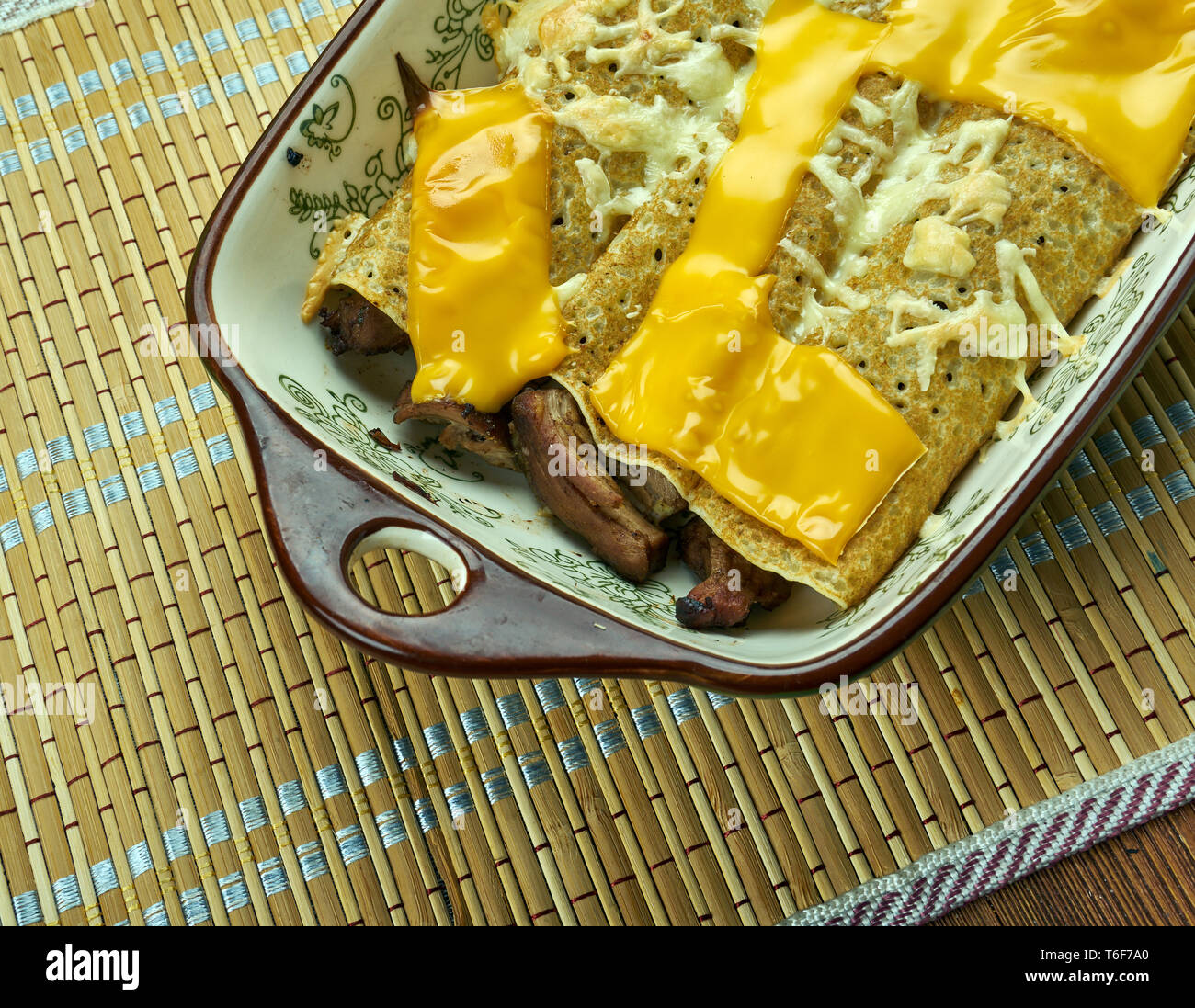Pork Chili Verde Enchiladas Stock Photo Alamy