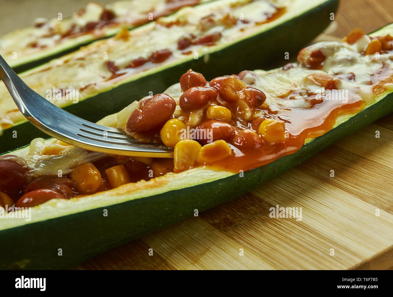 Mexican Zucchini Burrito Boats Stock Photo Alamy