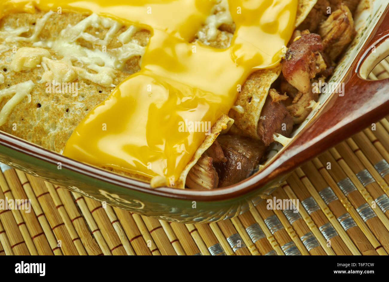 Pork Chili Verde Enchiladas Stock Photo Alamy