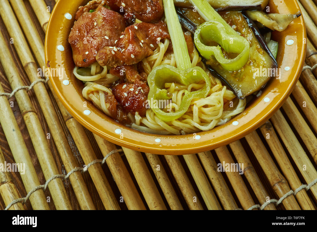 caramelized pork ramen noodle soup Stock Photo Alamy