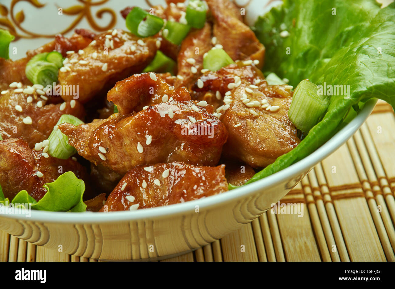 Honey Garlic Baked Pork Bites Stock Photo Alamy