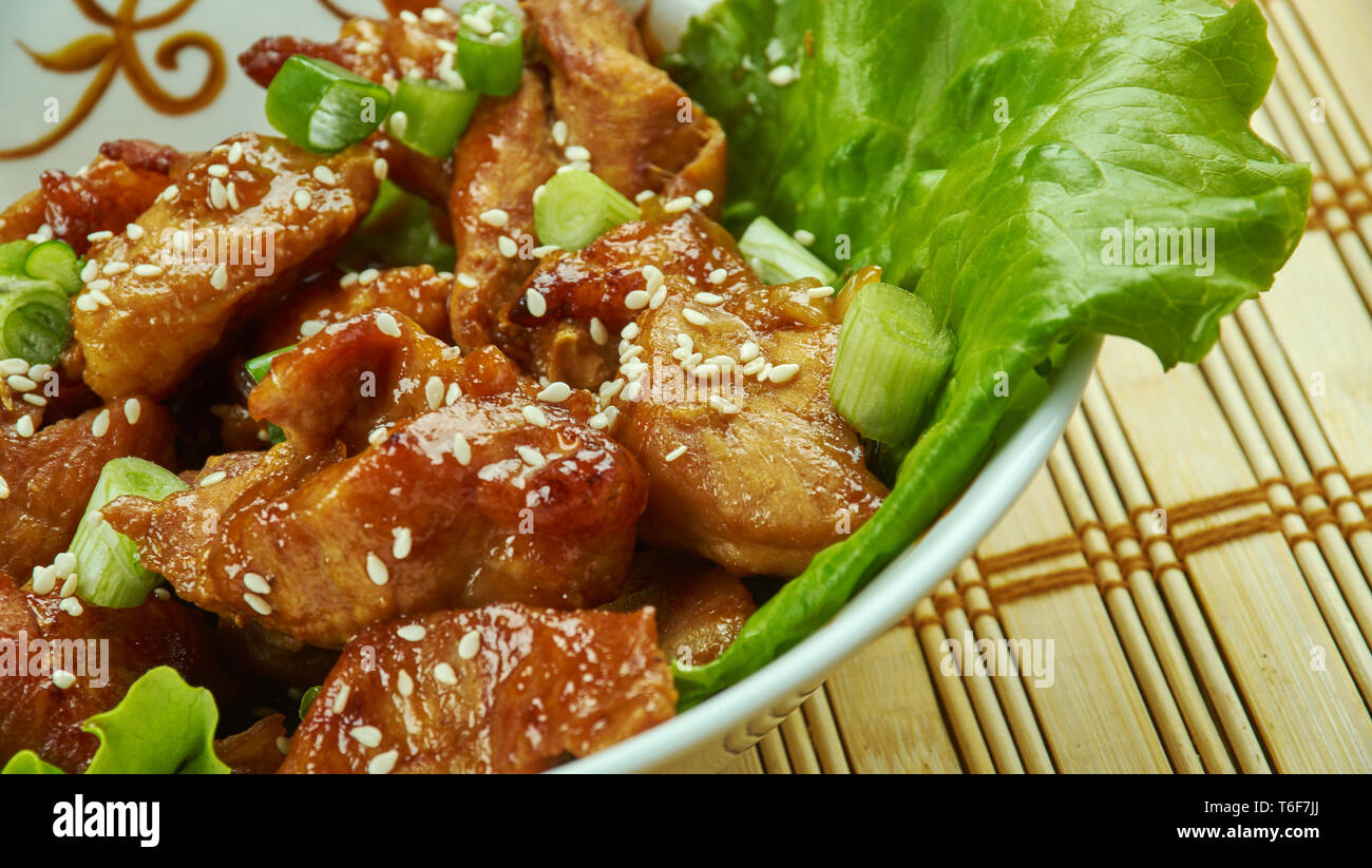 Honey Garlic Baked Pork Bites Stock Photo Alamy