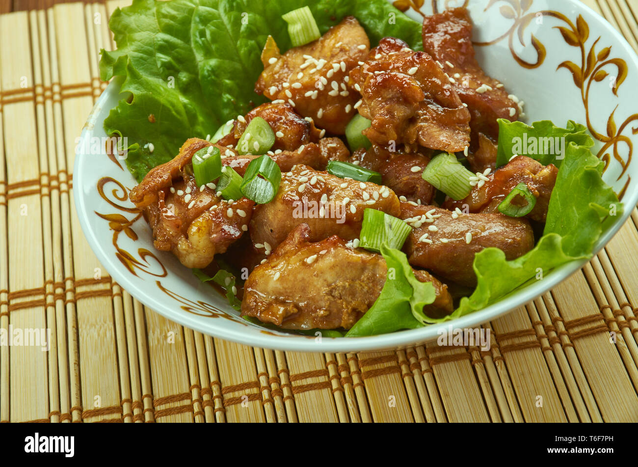 Honey Garlic Baked Pork Bites Stock Photo Alamy