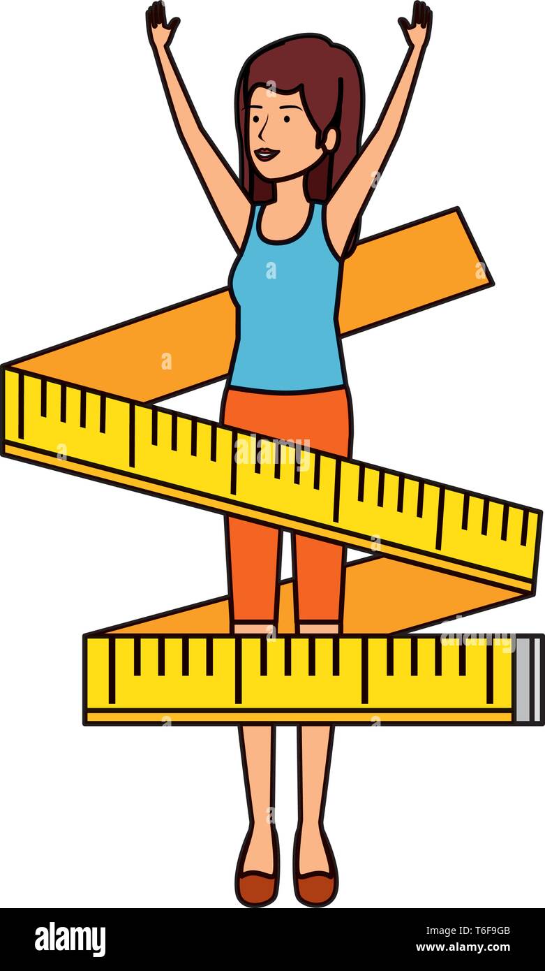 cute girl practicing exercice with tape measure Stock Vector Image