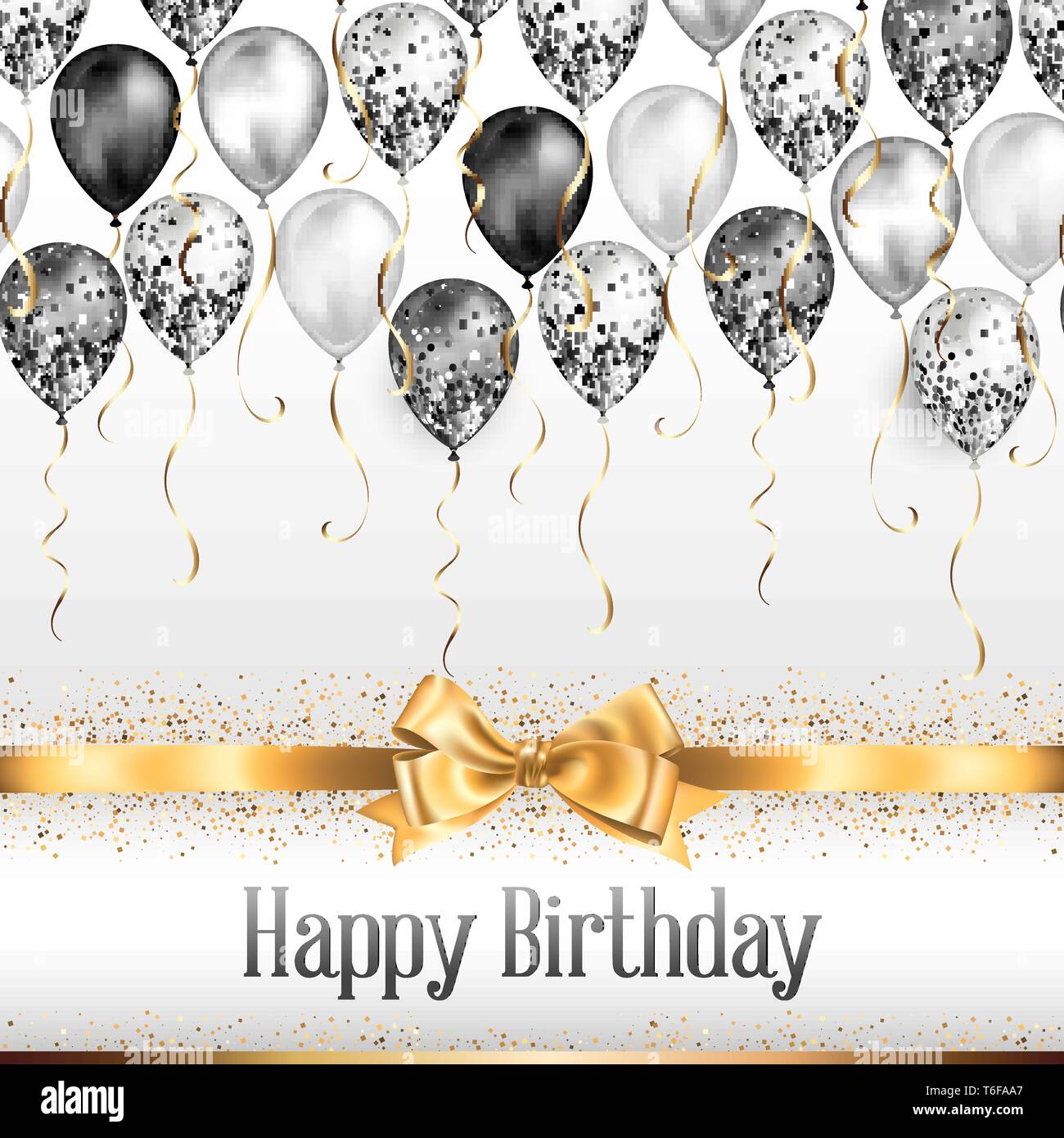 White Blank Background With Black And White Balloons As Top Border