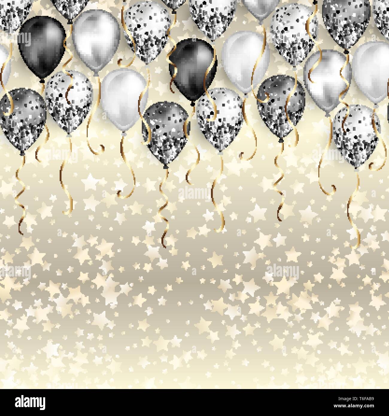 Super Background with stars confetti and black and white balloons as top VL-71