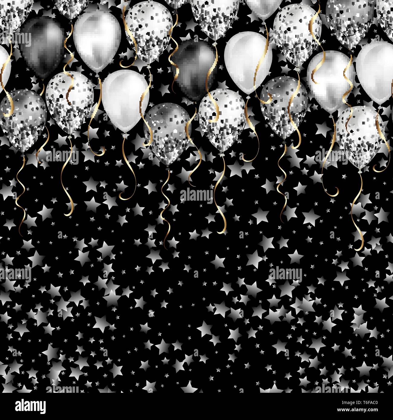 Background With Stars Confetti And Black And White