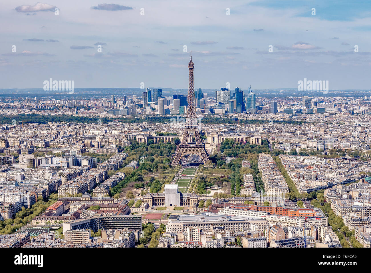 Elevated view over Paris and the Eiffel Tower Stock Photo