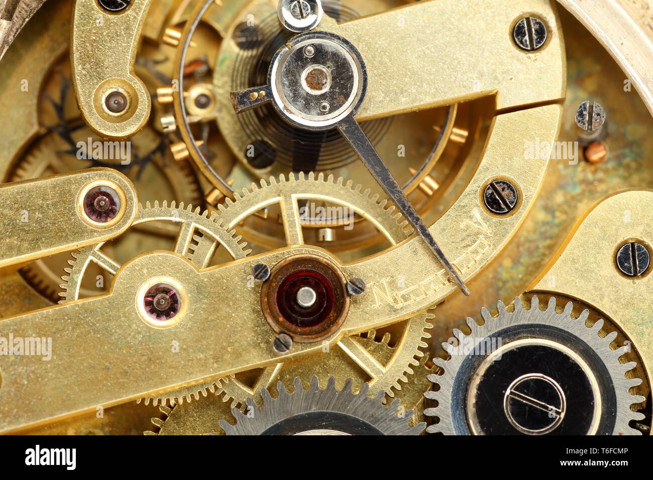 detail of a clock work Stock Photo Alamy