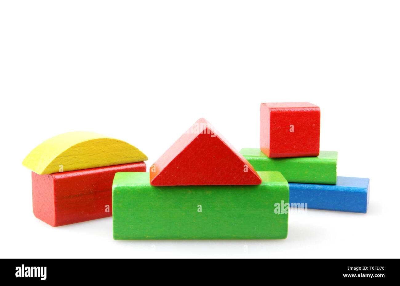 Wooden building blocks isolated on white background Stock Photo - Alamy