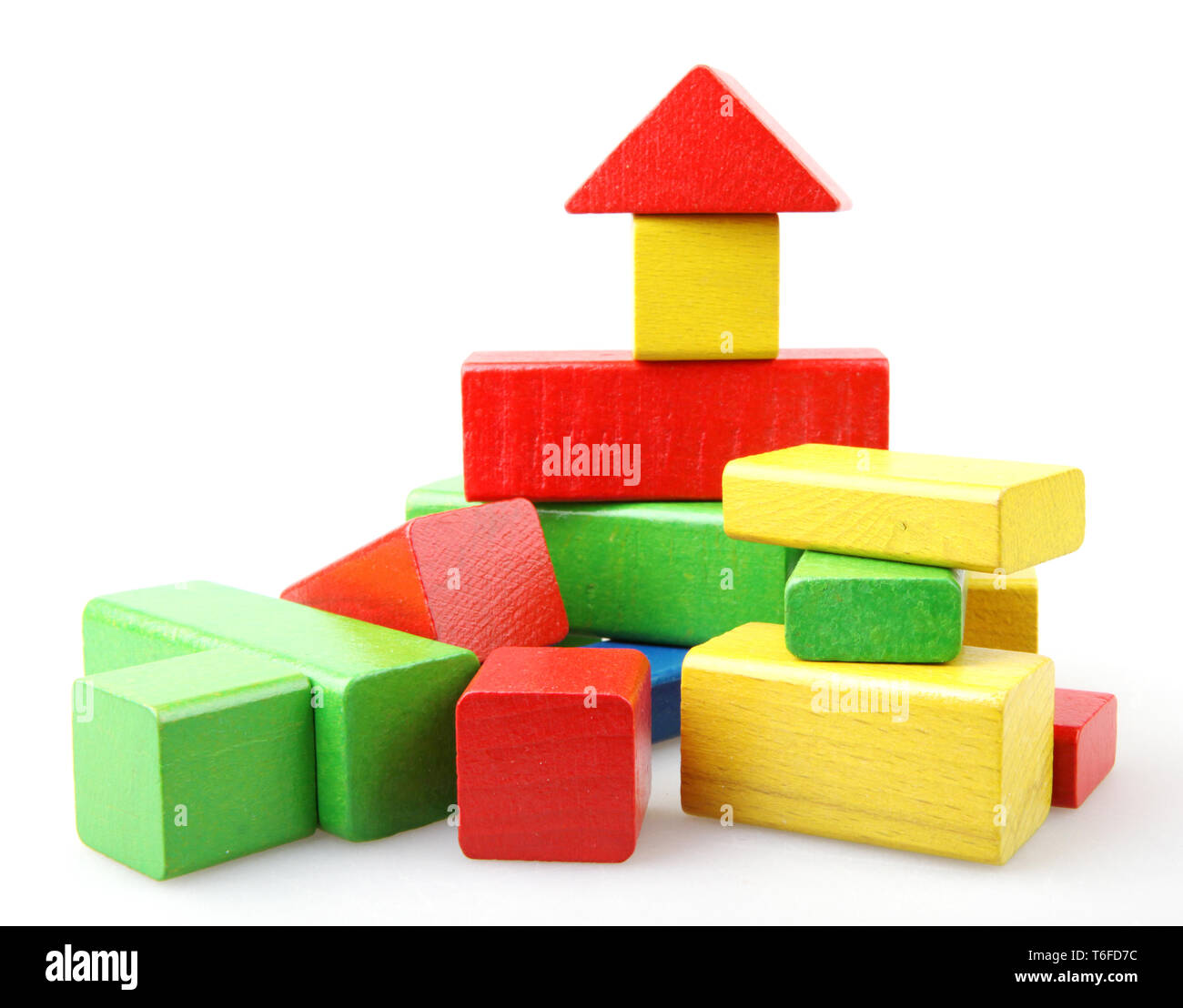 Wooden building blocks isolated on white background Stock Photo - Alamy
