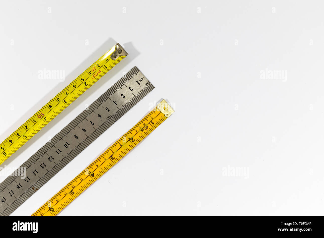 Tape measure, stainless steel ruler and dressmakers tape measure