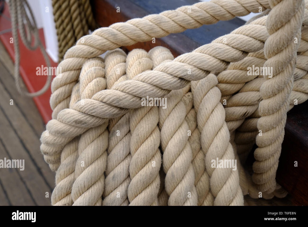 Mooring ropes, ships rope Stock Photo