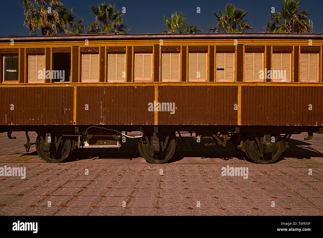 Retro Railway Carriage in Israel Stock Photo