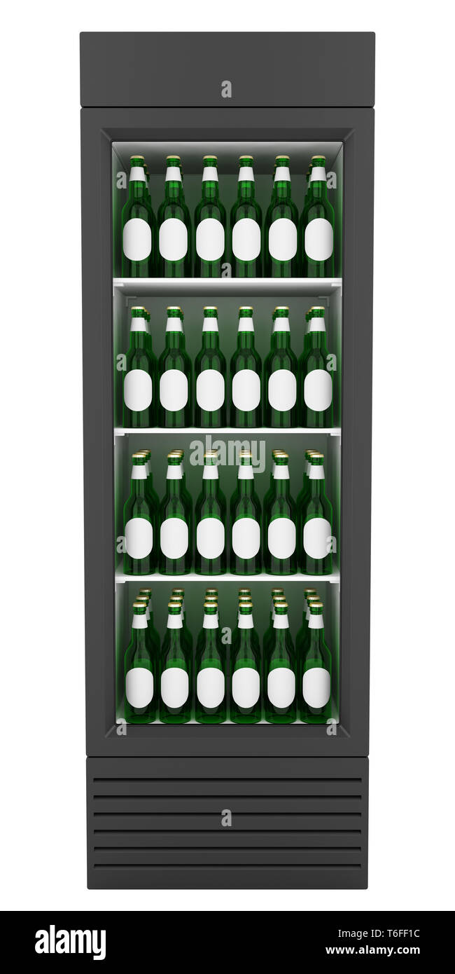 market fridge with beer isolated on white background Stock Photo