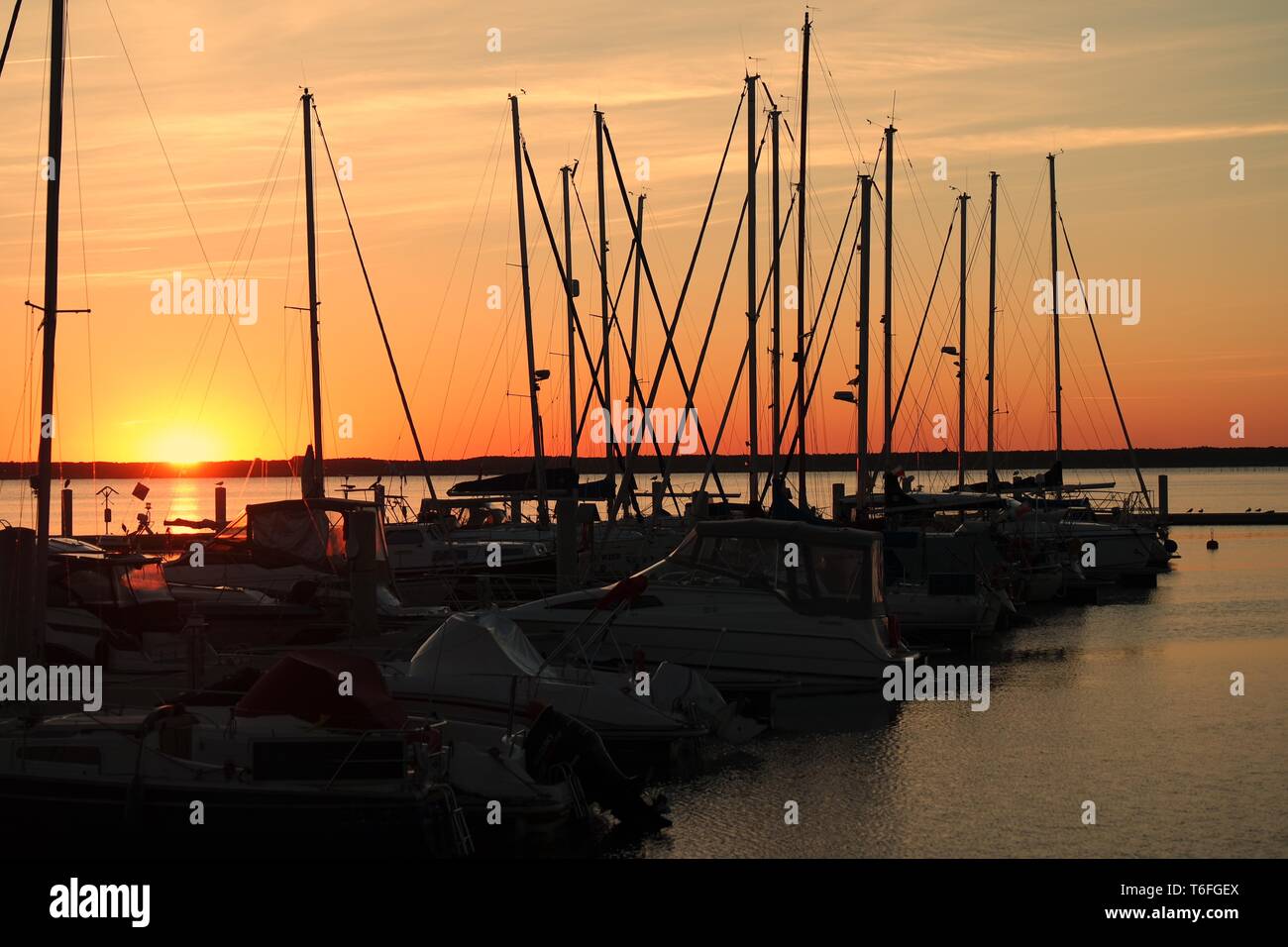 Evening in the Marina of Kamien Pomorski Stock Photo