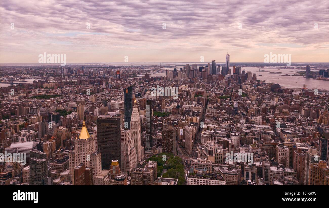 aerial lower Manhattan Stock Photo