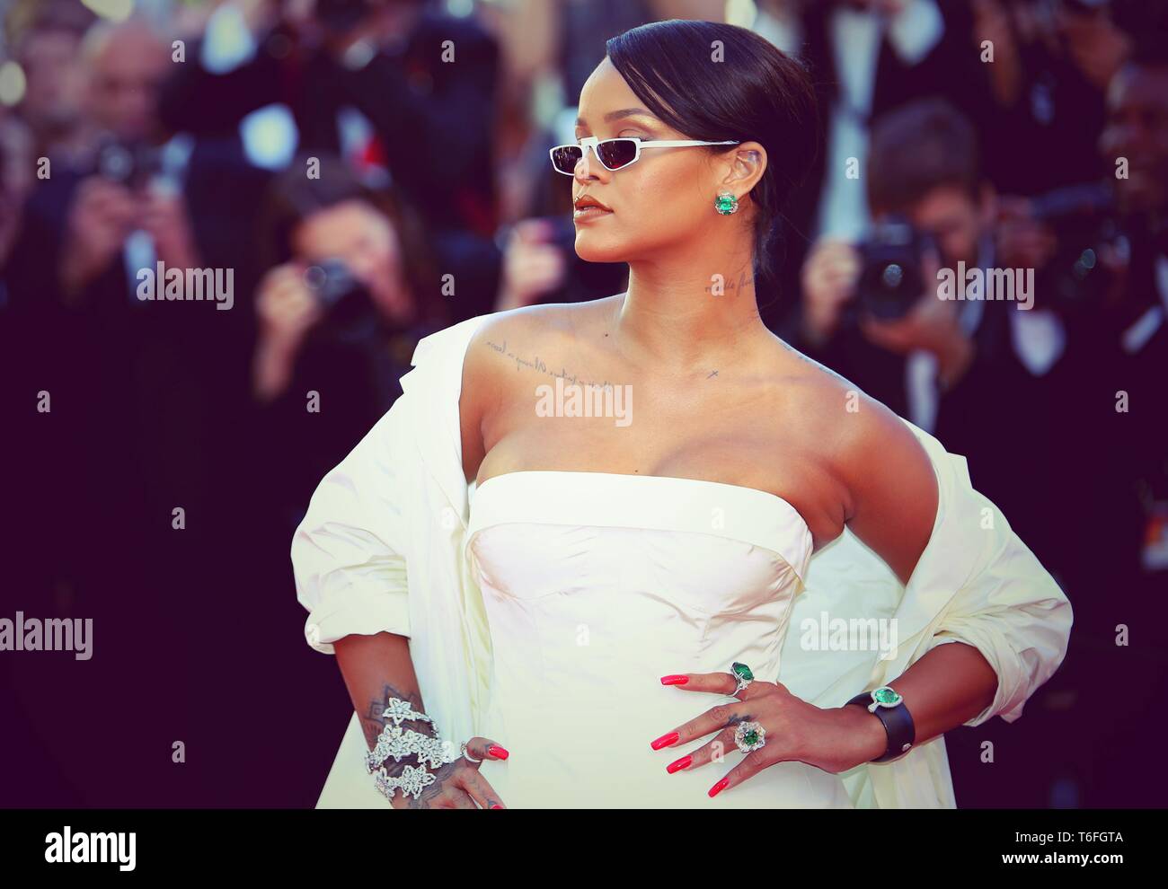 CANNES, FRANCE – MAY 24, 2017: Rihanna attends the 'Okja' screening at the 70th Cannes Film Festival (Photo: Mickael Chavet) Stock Photo
