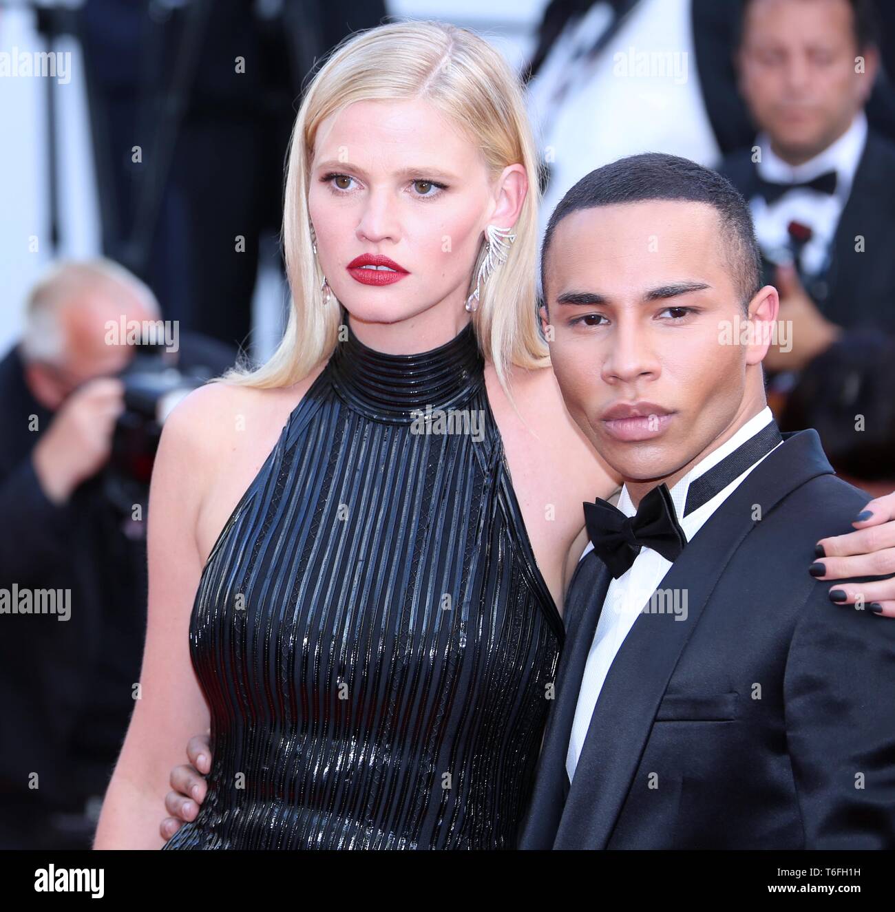 CANNES, FRANCE – MAY 24, 2017: Lara Stone and Olivier Rousteing attend 'The Beguiled' screening at the Cannes Film Festival (Photo: Mickael Chavet) Stock Photo