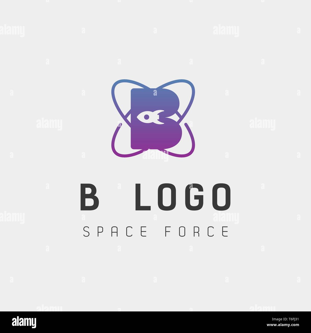 space force logo design b initial galaxy rocket vector in gradient background - vector Stock Vector