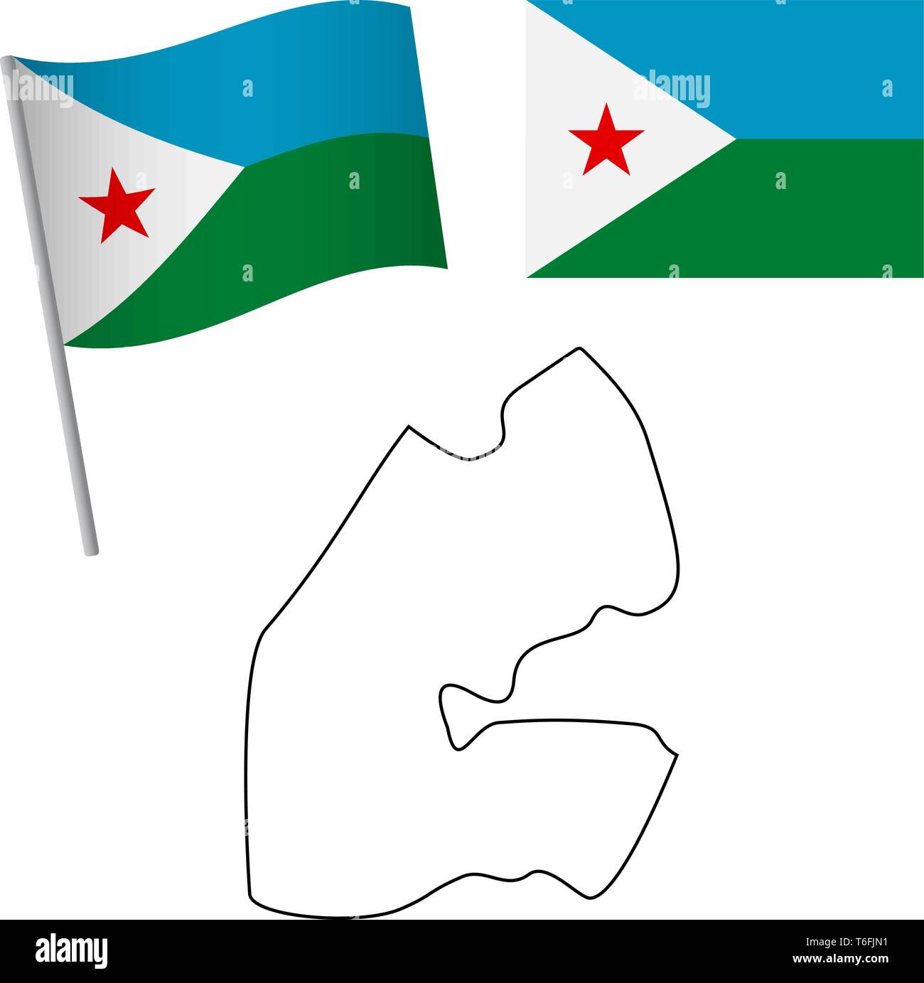 Djibouti Flag Map 3d Flag Map Of Djibouti Stock Illustration