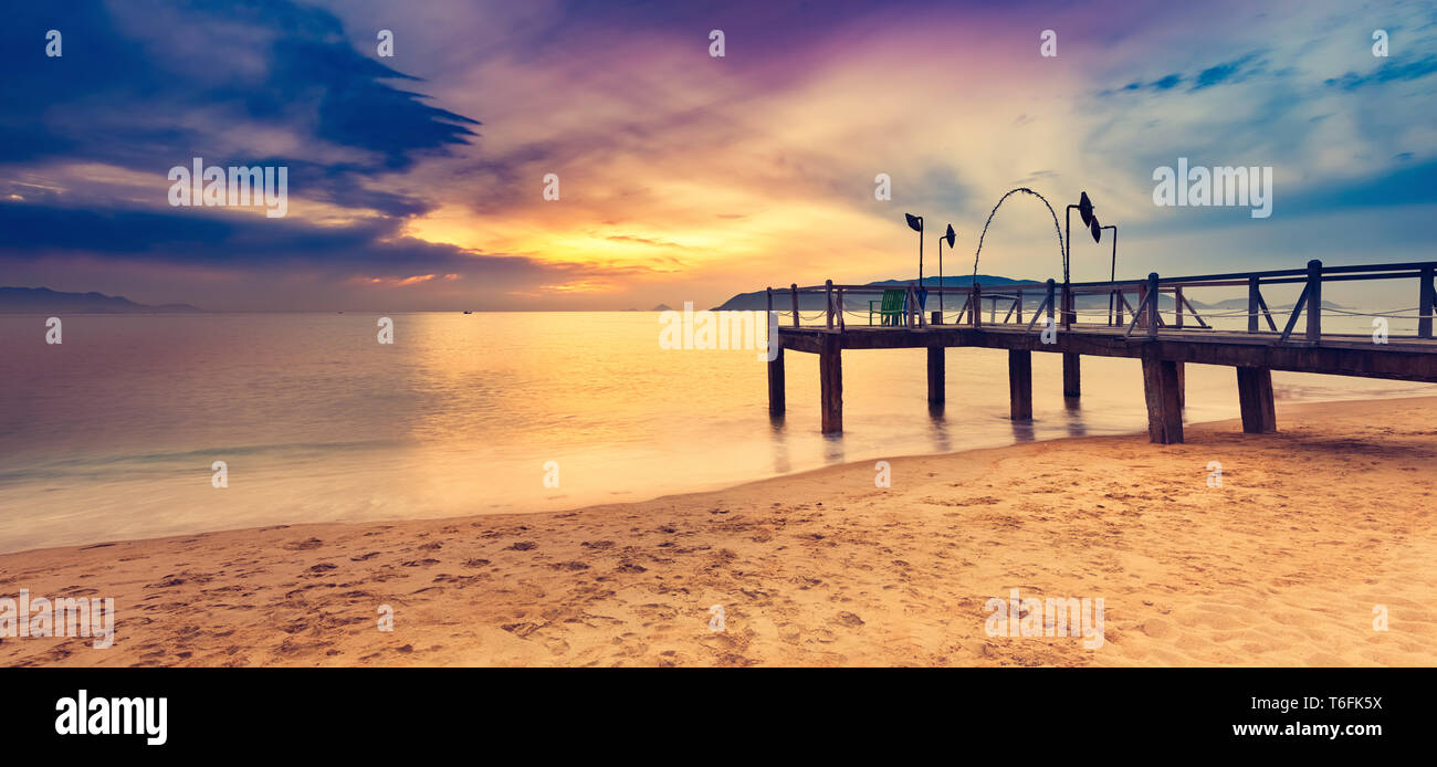Sunrise over the sea. Amazing landscape. Panorama Stock Photo