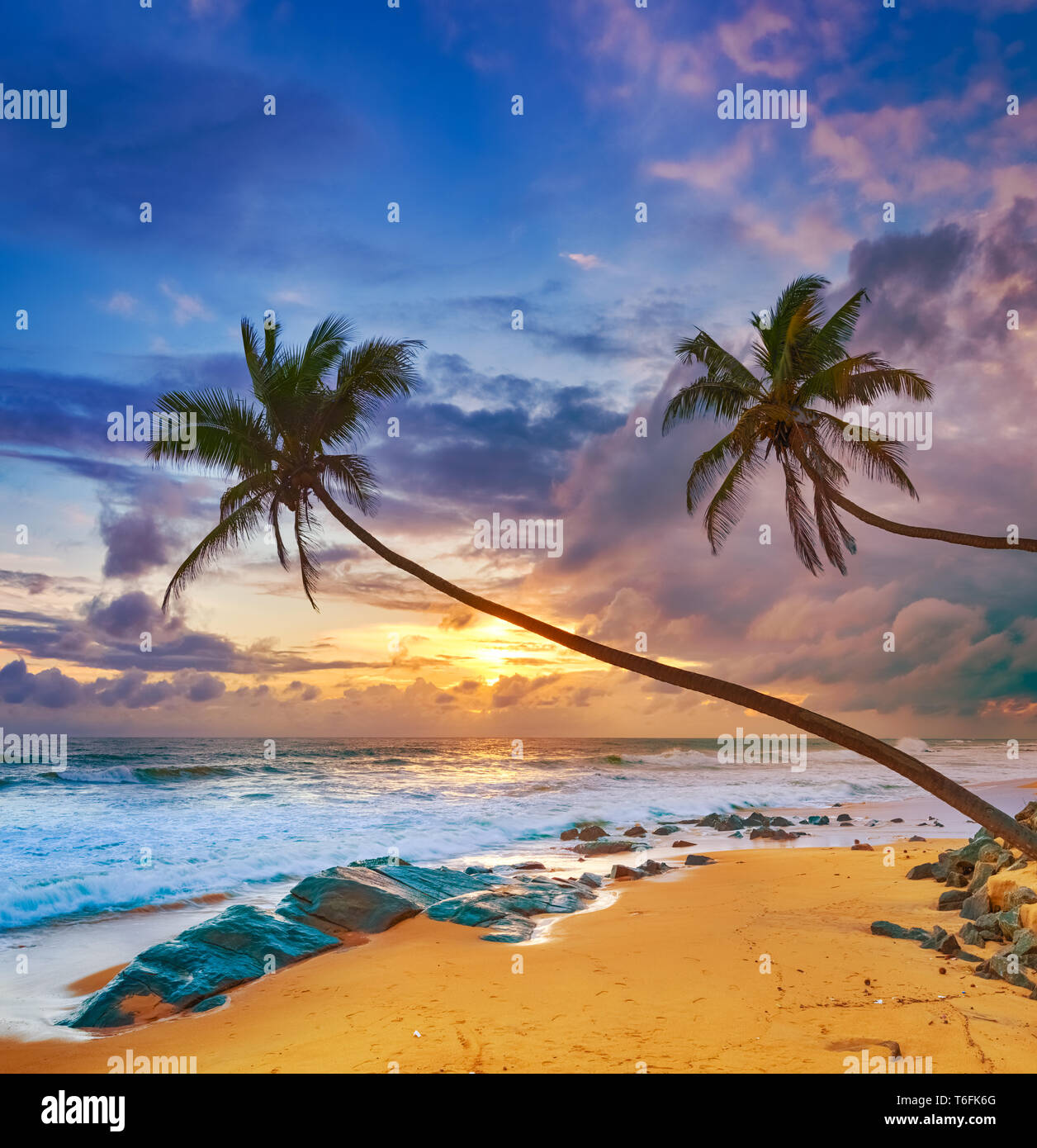 Sunset over the sea. Amazing landscape Stock Photo