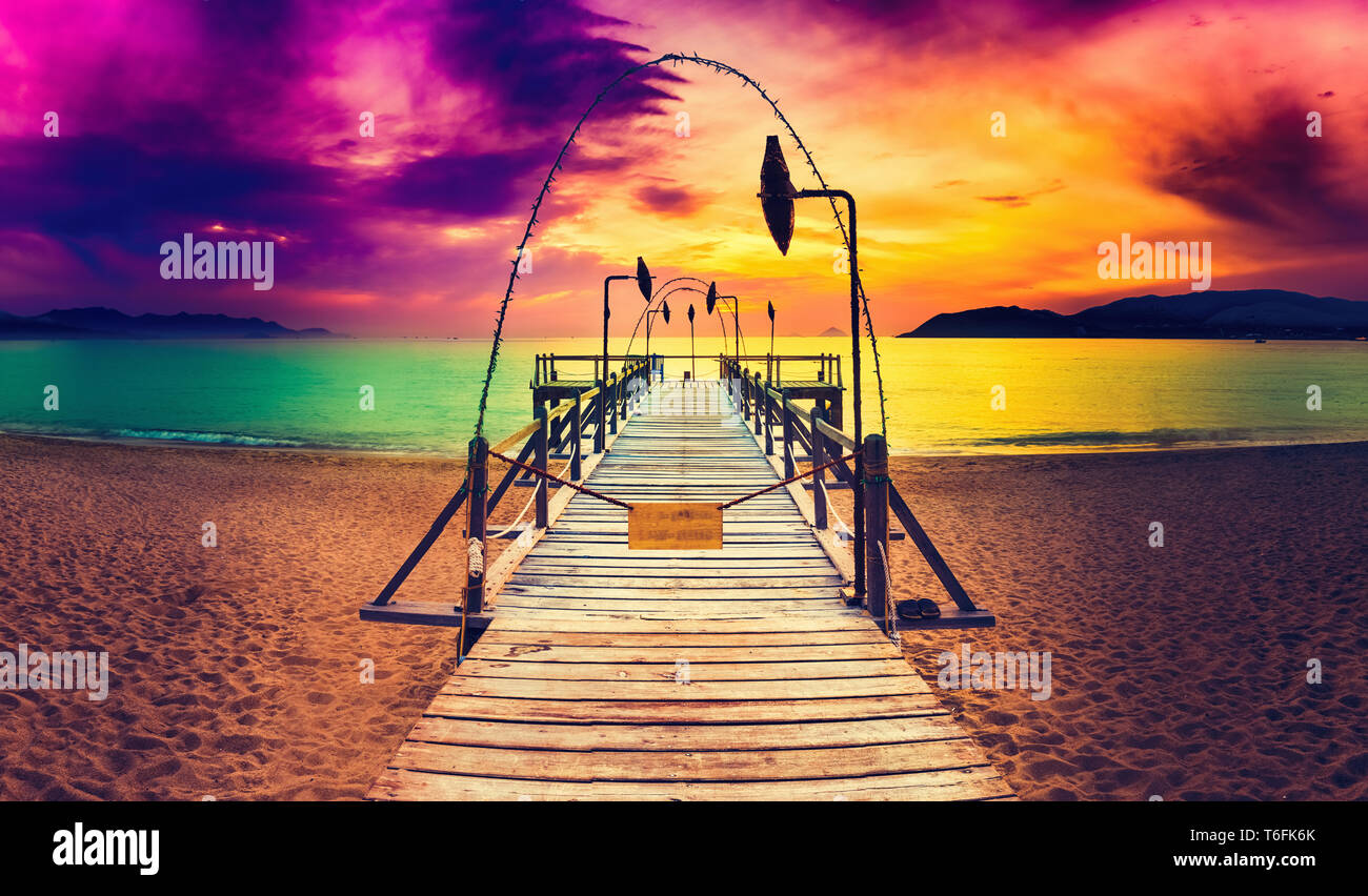 Sunrise over the sea. Amazing landscape Stock Photo