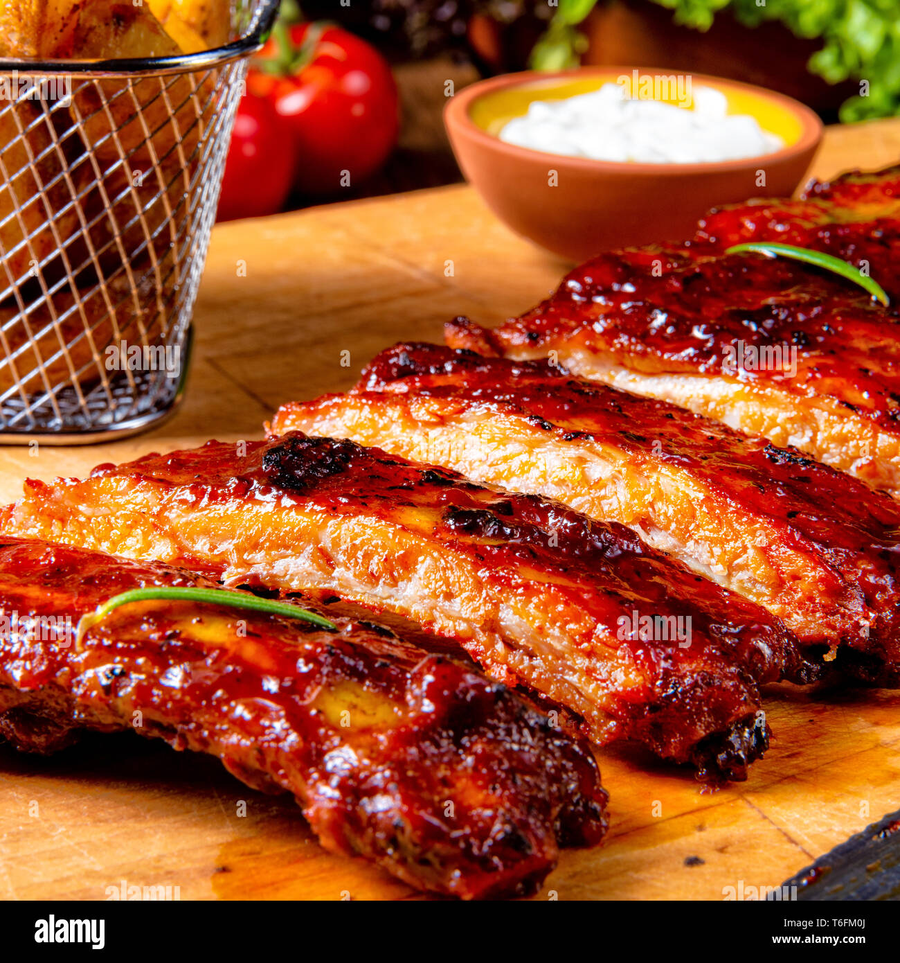 BBQ spare ribs from a charcoal grill Stock Photo - Alamy