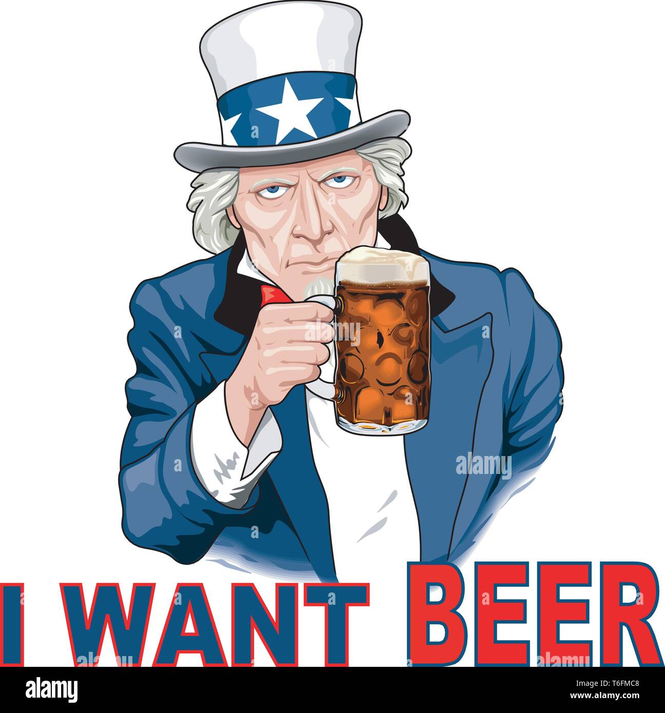 Uncle Sam I Want Beer Vector Illustration Stock Vector