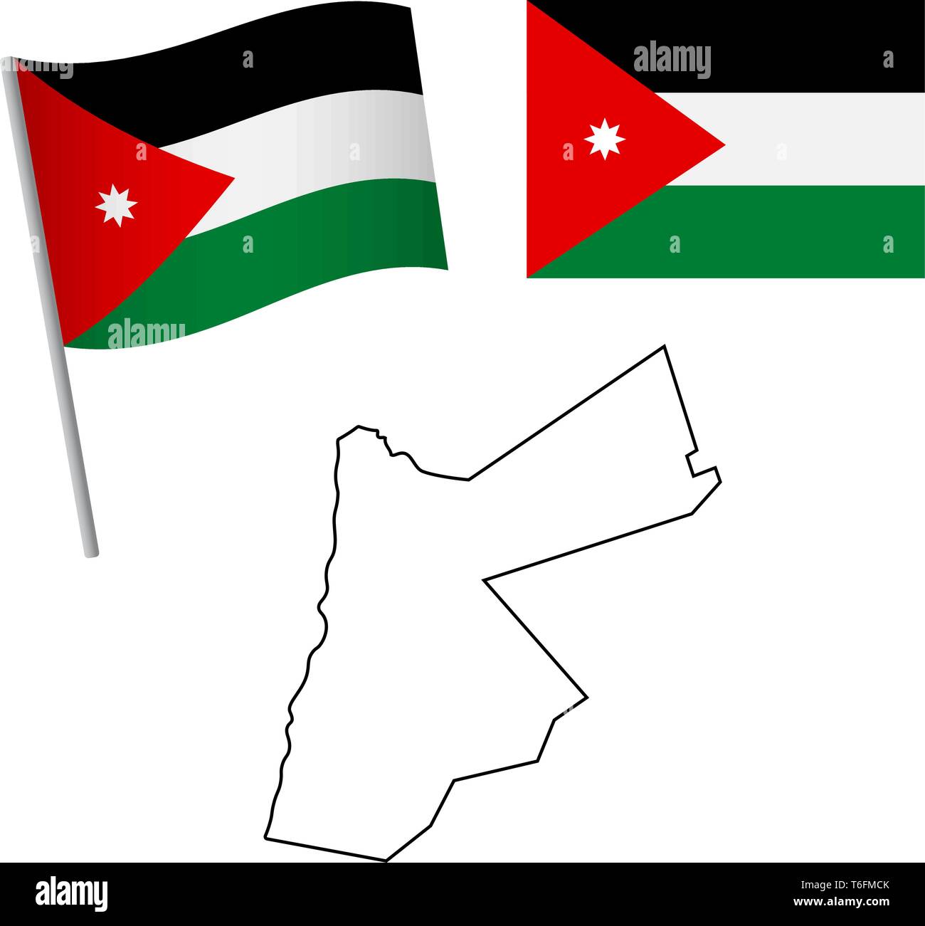 jordan flag and map. Patriotic background. National flag of Jordan