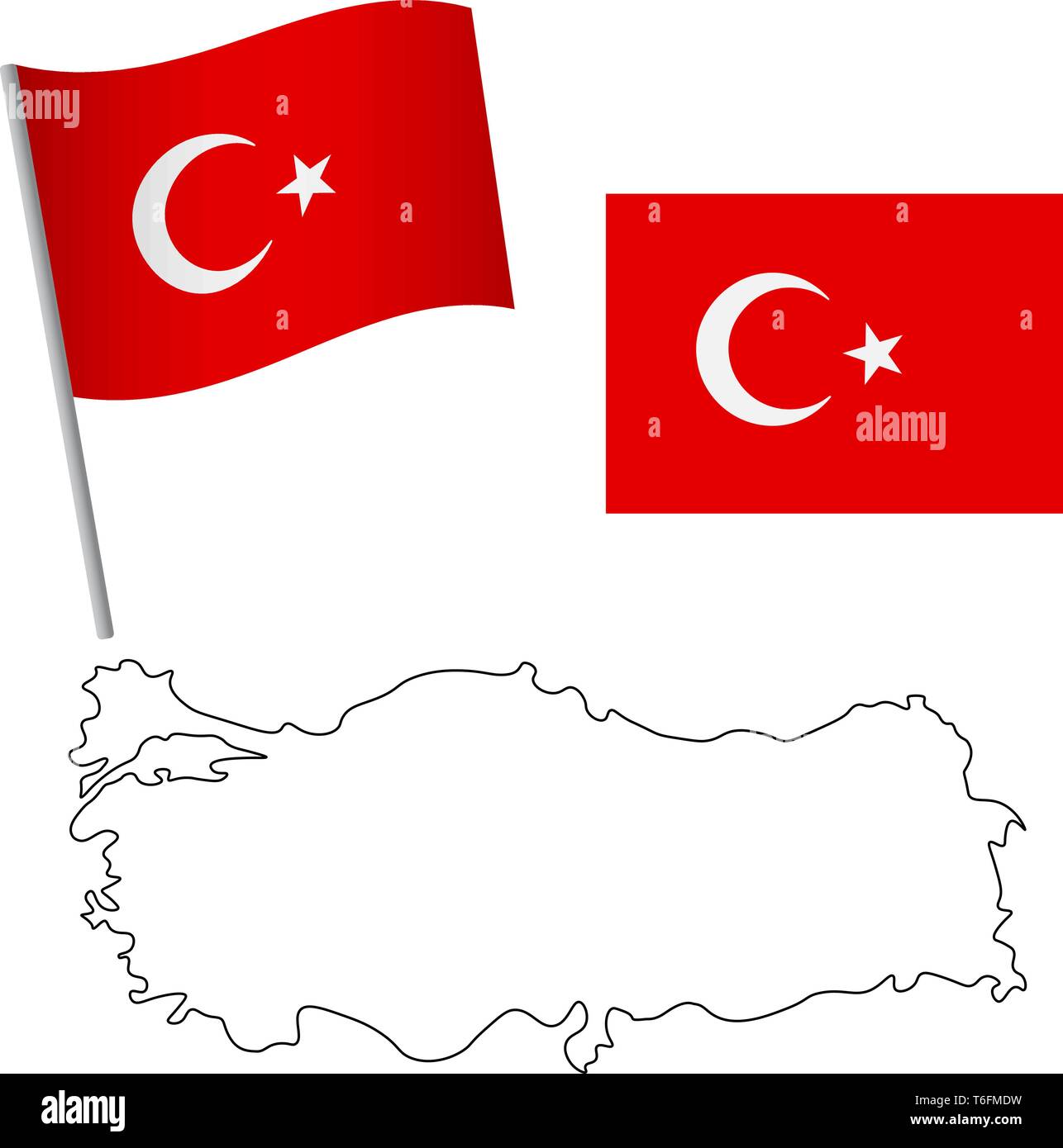 Turkey flag and map. Patriotic background. National flag of Turkey