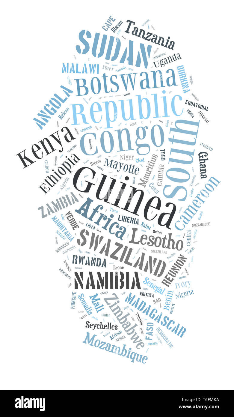 African countries in words cloud Stock Photo Alamy