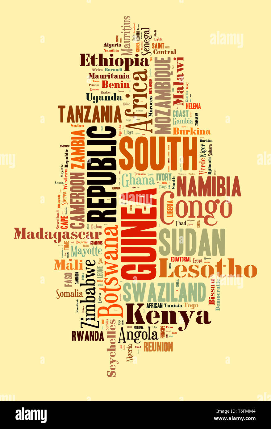 African countries in words cloud Stock Photo Alamy