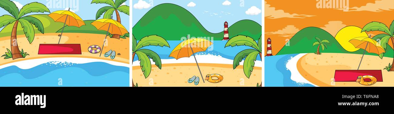 Set of summer beach background illustration Stock Vector Image & Art ...